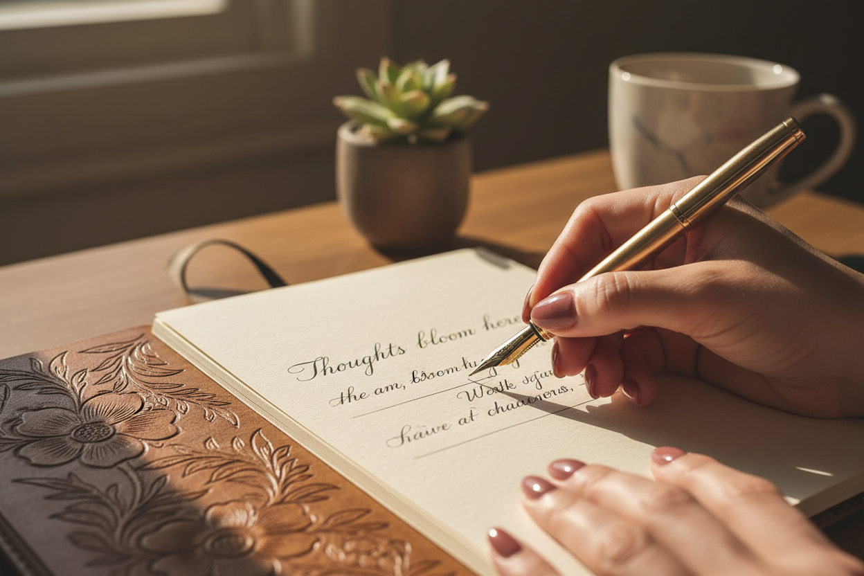 Lady writing but you can't see her face only hands